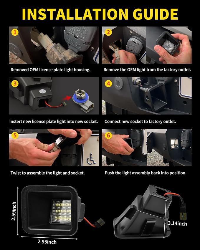 LED License Plate Lights Bright White Tag Lamp Assembly with Socket Compatible with 2017 2018 2019 2020 2021 2022 2023 2024 Ford F250/ F350/ F450 Super Duty Pickup Truck, Pack of 2