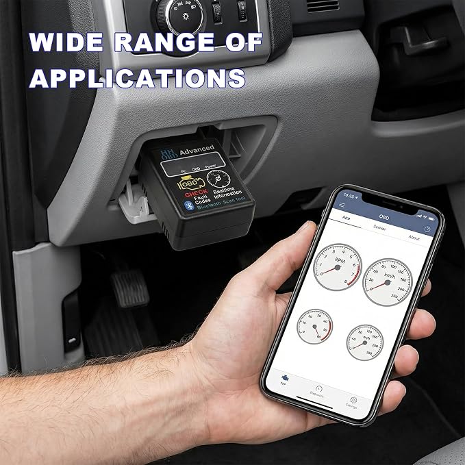 Bluetooth OBD2 Scanner for Car, OBDII Wireless Fault Code Reader Auto Engine Diagnostic Tester w/Exclusive App, Professional Vehicle OBD2 Adapter Scan Tool for Phone & PC