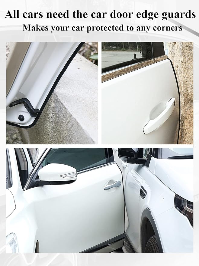 SYOAUTO 13Ft(4M) Door Edge Guard White Car Door Protector Edge Guards Rubber Auto Door Trim U Shape Build in Metal Sheet No Need Adhesive Easy to Cut Fit for Most Vehicles