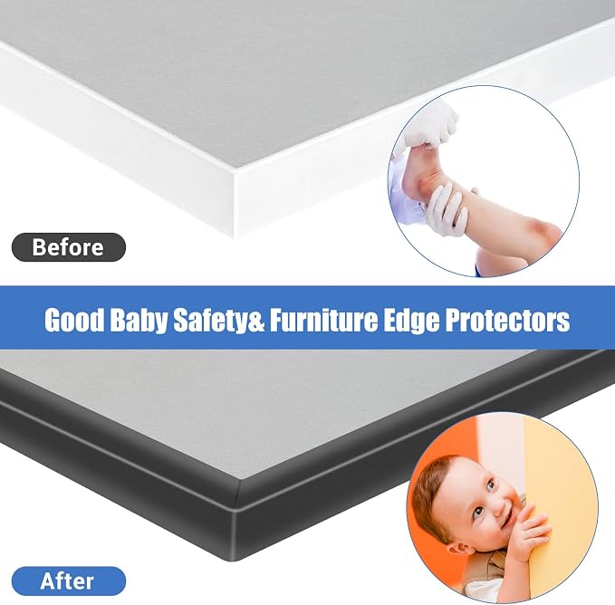Rubber Edge Trim, Self-Adhesive U Channel Edge Protector for Plywood, Cabinet, 5/8" Wood Edge Banding, Flexible Furniture Repair, EPDM Material, Fit 5/8"(16mm), Length 20Ft, Black Color