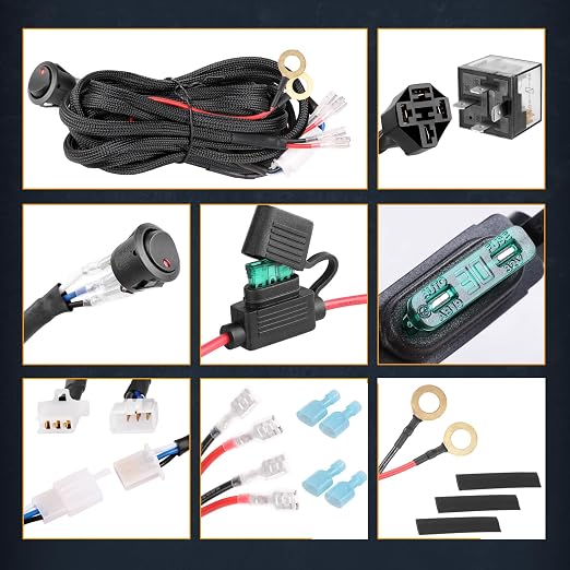 Wiring Harness 2 Lead, Nirider 12V 40A Rocker Switch Relay Fuse Nylon Wiring Harness Kit for LED Light Bars Fog Lights Work Lights Driving Lights Offroad LED Pods Wire Kit for Truck UTV ATV Boat