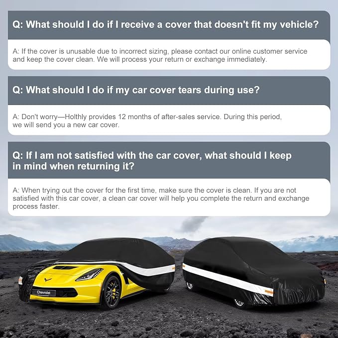 10 Layers Car Cover Custom Fit for Chevrolet Corvette (1980-2019) C3,C4,C5,C6,C7, Waterproof All Weather for Automobiles, Outdoor Full Cover Sun Dust Rain Protection with Cotton. Black