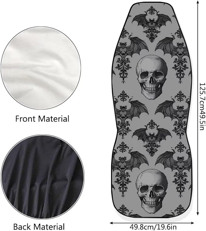 Halloween Skull Car Seat Covers for Front Seats, Non-Slip Breathable Seat Protectors, Set of 2, Universal Fit for Most Cars, SUVs and Sedans