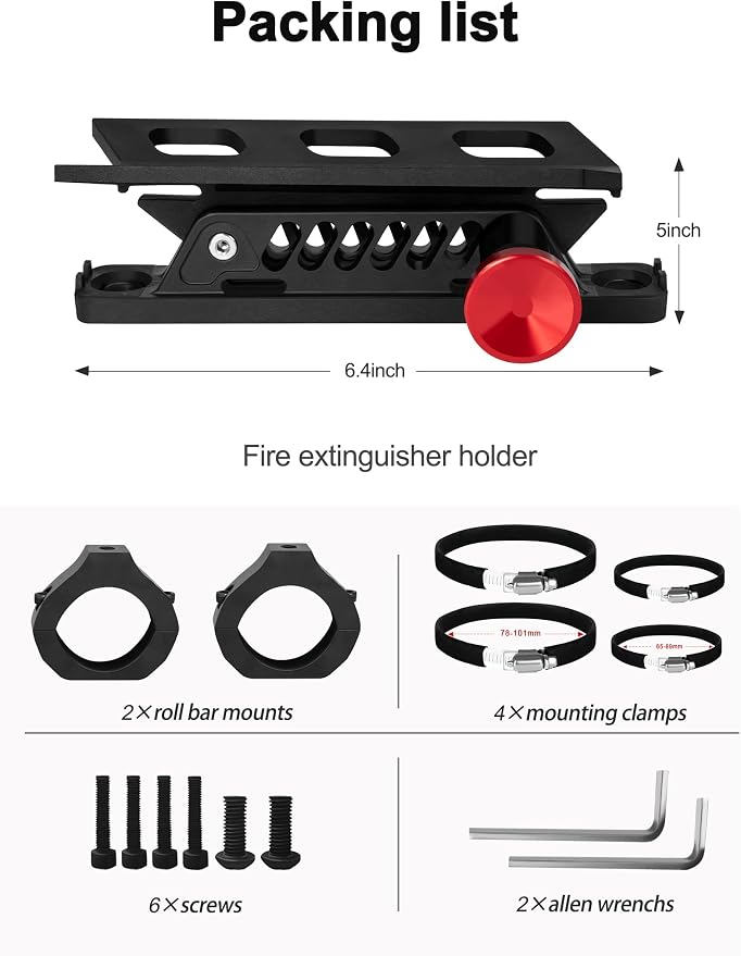 ZIDIYORUO 2PCS Quick Release UTV Fire Extinguisher Mount Kits | Adjustable SXS Fire Extinguisher Holder with Aluminum Bracket for Vehicle with 1.75"-2" Roll Bar Cage, UTV SXS Accessories
