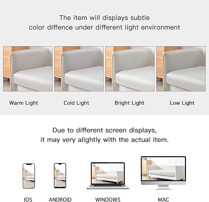 Yates Home PU Leather Couch Sofa Cushion Slipcover Water-Proof Elastic Chair RV Seat Covers Loveseat Sofa Furniture Protector Slip Cover for Settee Seater Replacement in Living Room(Sofa, Ivory)
