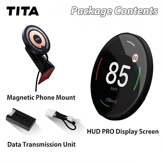 TITA HUD Pro Head Up Display for Tesla Model 3/Y 2022-2026 (Highland/Juniper), Real-Time Speed & Driving Data, 1.8" LCD Screen, Magnetic Charging Mount, Customizable UI, OTA Updates