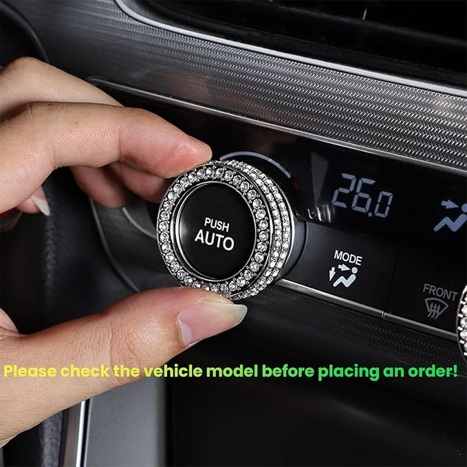 Bling AC Knob Ring for 10th Honda Accord 2018-2022 | 3Pcs Bling AC Knob Covers fit for 10th Gen Accord EX/EX-L/LX 2018-2022, inner dia 25mm. NOT fit for 11th Accord, Pilot, Civic