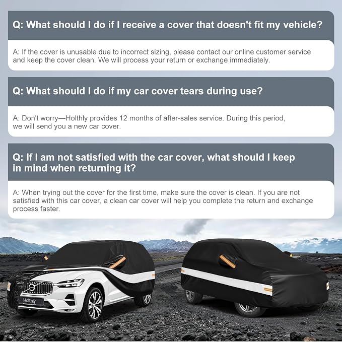 10 Layers SUV Car Cover Custom Fit for Volvo XC60 (2013-2026), Waterproof All Weather for Automobiles, Outdoor Full Cover Sun Dust Rain Protection with Cotton. Black