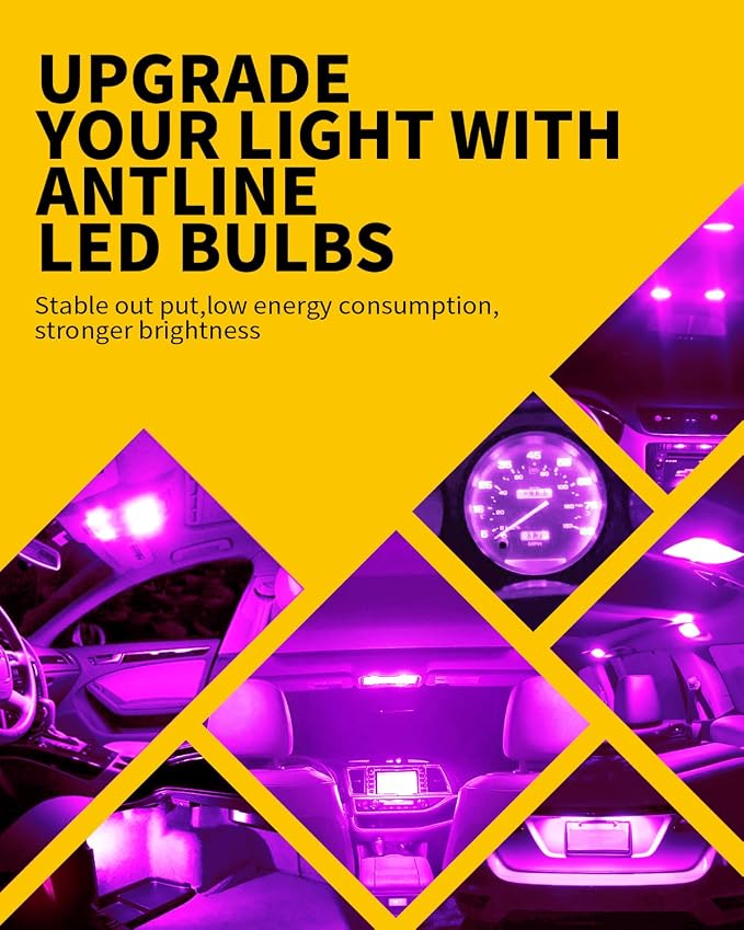 Antline 6418 6411 DE3425 C5W DE3423 36MM 1.42”LED Bulb Purple, Super Bright Canbus Error Free 12 Volt Replacements for Interior Dome Map Vanity Mirror Sun Visor Lights (Pack of 10)