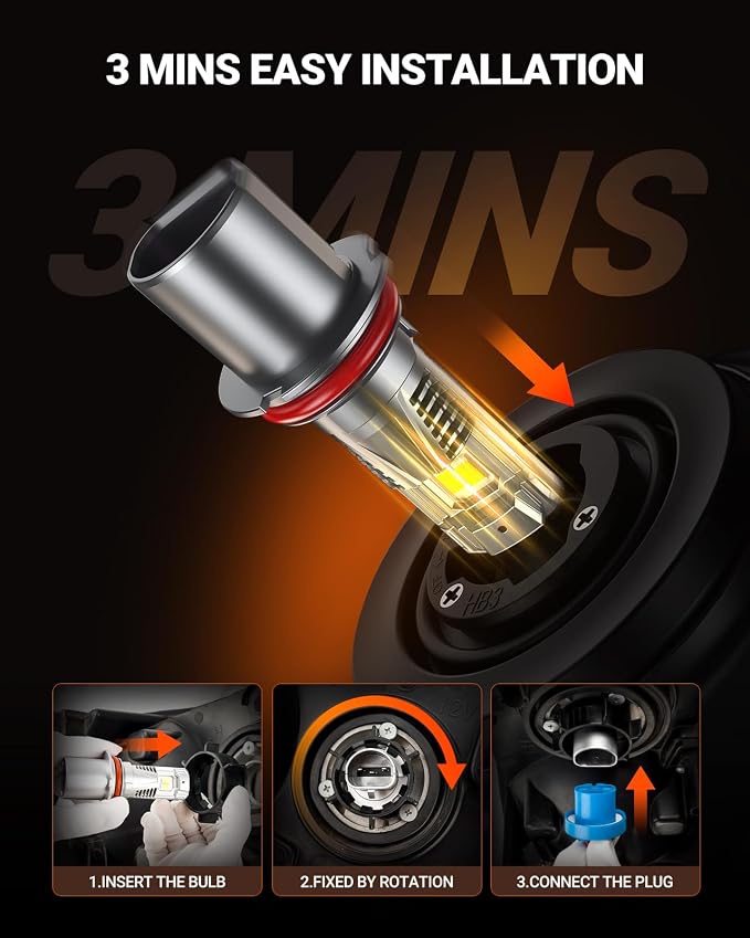 SEALIGHT 9007/HB5 LED Light Bulb, 900% 46000LM Brighter than Original Bulbs, 6500K White Output Canbus Ready, IP68 Waterproof 80000Hrs Lifespan, 1:1 Size 3Mins Installation, 2 Pack