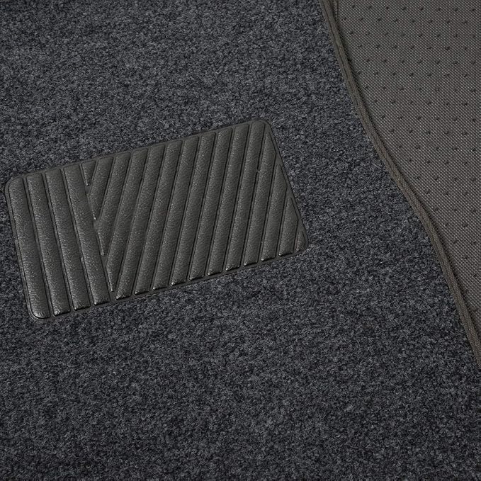 BDK Classic Carpet Floor Mats for Car & Auto - Universal Fit -Front & Rear with Heelpad (Dark Gray)