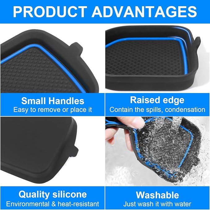 3D Cup Holder Inserts for Toyota RAV4 Accessories 2025 2024 2023 2022-2019 | Silicone Cup Coaster Mats Pad, Center Console Liner, 2Pcs, Blue Trim