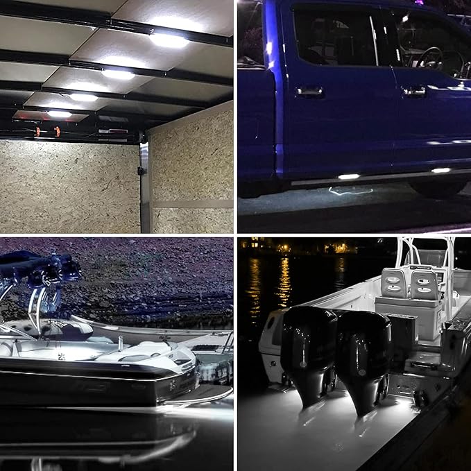 Partsam 4pcs 8" 30Led Utility Strip Light Boat Marine Lights, 8 Inch Slim Line White Light Bar Side Marker for Truck Trailer Camper RV Motorcycle Motorhome Dome Courtesy Light Under Hood Light