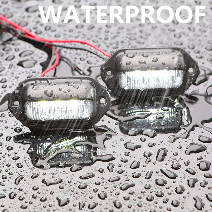 JEDEW 2 PACK License Plate Light, 12V 6-SMD LED License Plate Lamp Taillight for Truck SUV Trailer Van, Step Courtesy Lights, Dome/Cargo Lights