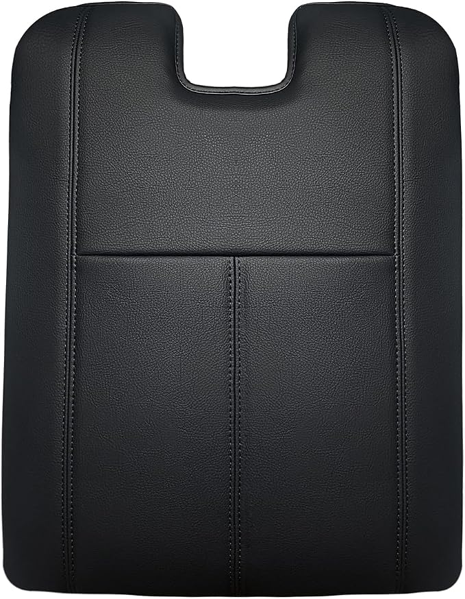 Muslogy Center Console Armrest Cover Fit for Chevy Silverado/Tahoe & GMC Sierra/Yukon 2007-2013 Accessories, Comfort Armrest Pad Console Lid Cushion Vegan Leather 1-Inch Extra Thick(Jump Seat ONLY)