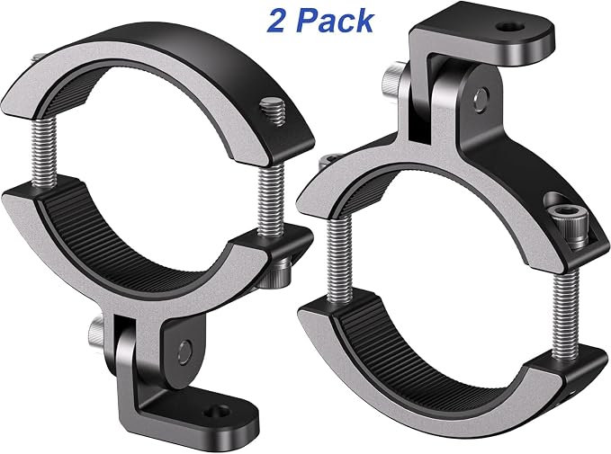 LOKTENWO Aluminum Alloy LED Light Bar & Fog Light Mounting Brackets, 2PCS | Off-Road Light Mounts for 1.85"-3" Diameter Bull Bar, Front Bumper Guard and Roll Cage, Fits Jeep, Truck, SUV, UTV