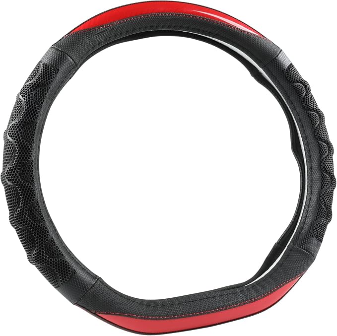 GIANT PANDA Steering Wheel Cover for Nissan Altima Rogue - Car Steering Wheel Cover for Nissan D Shape(Red-D-Shaped)