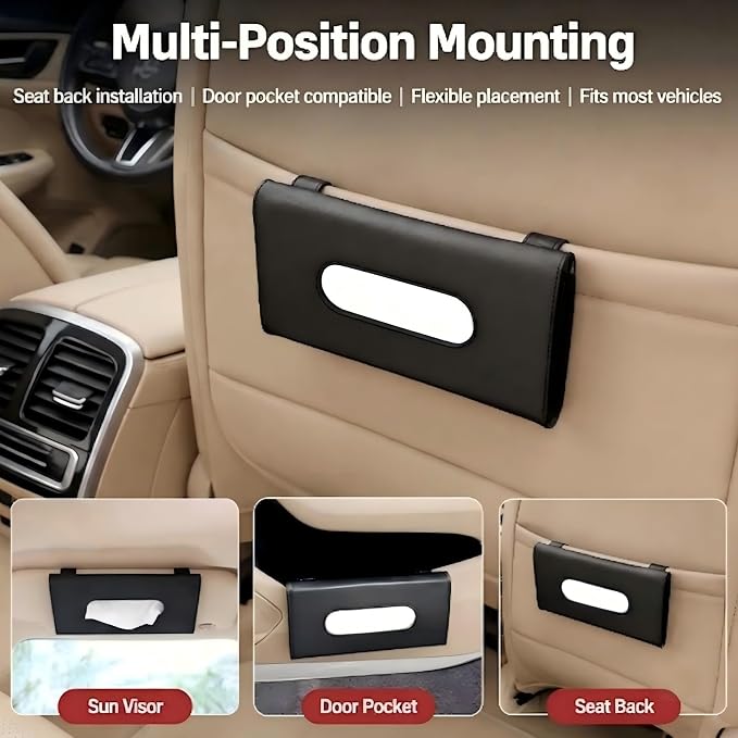 2 Pack Car Tissue Holder - Automotive Visor Tissue Interior Accessories for Truck SUV Van Black