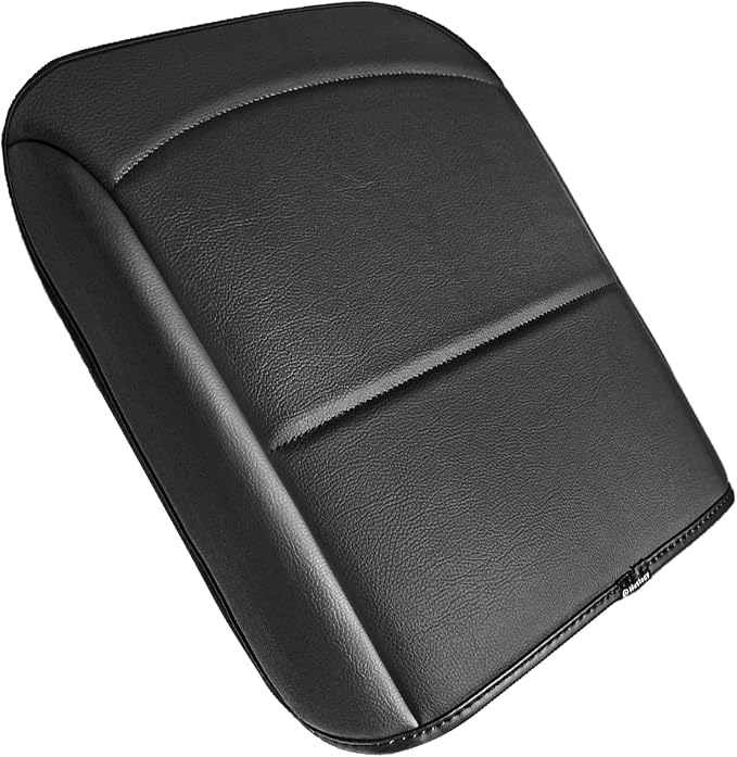 Muslogy Center Console Armrest Cover Fit for Ford F150 2021-2025 2026 Accessories, Comfort Armrest Pad Console Lid Cushion Vegan Leather Regular Thick(Bucket Seat ONLY)