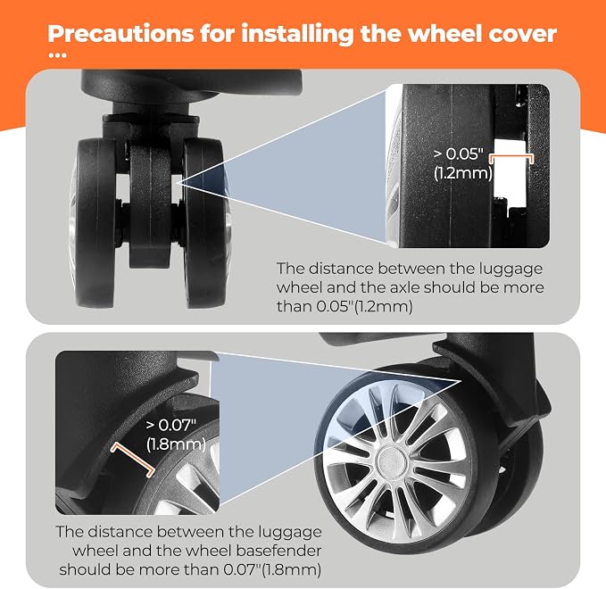 8Pcs Upgrade Luggage Wheel Covers, Travel Accessories (Orange) | Wear-resistant & anti-noise silicone covers. Fits 2-2.4" wheels. Protects suitcase wheels. Travel essential for suitcases