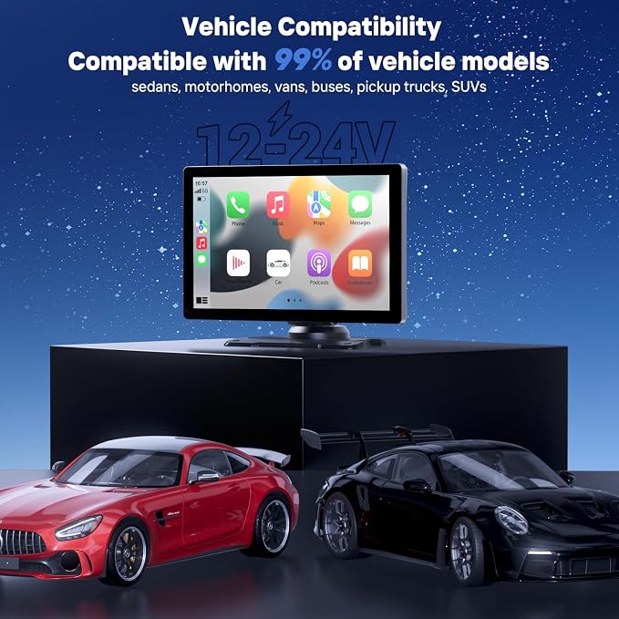 9" Wireless Apple Carplay Screen for Car with OTA Update, Backup Camera | Touchscreen Apple Carplay & Android Auto with Voice Control/GPS Navigation/Mirror Link/Bluetooth 5.0/AUX/FM