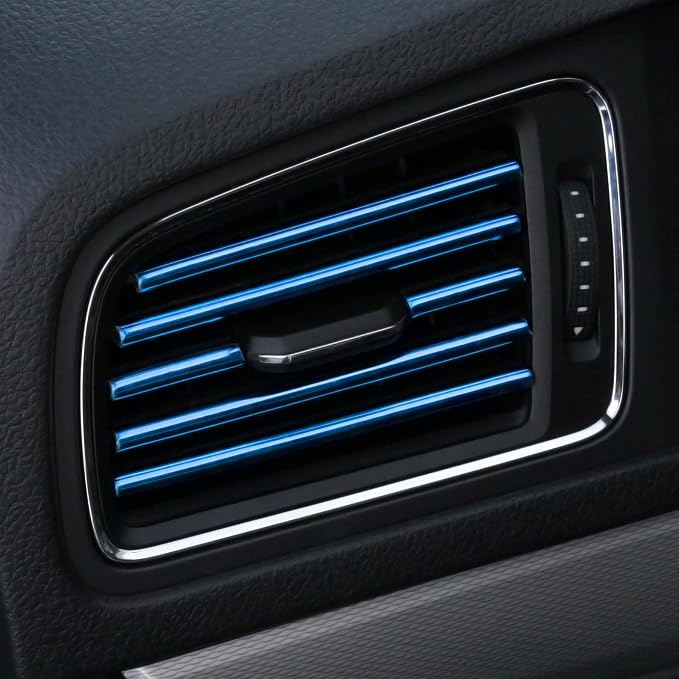 LivTee 20 Pieces Car Air Conditioner Decoration Strip, Universal Waterproof Bendable Air Vent Outlet Trim Decoration, Car Interior Accessories (Blue)