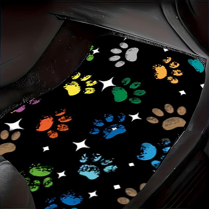 Universal Fit Car Floor Mats Set of 4Pcs, Star and Dog Paw Print All-Weather Front Rear Car Carpet Mats, Non-Slip Car Floor Mat Car Accessories for Automotive Trucks SUV Sedans Vans