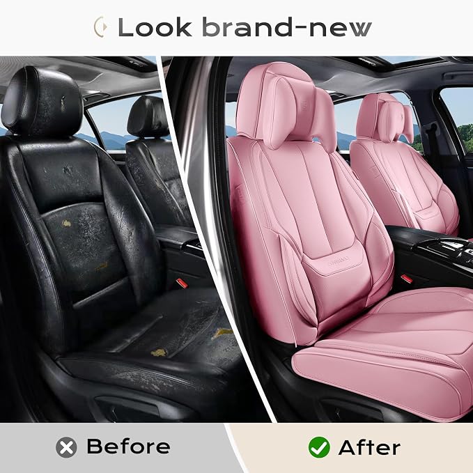 Coverado Car Seat Covers, Seat Covers for Cars, Waterproof Leather Auto Seat Protectors, Leather Car Seat Cushion, Car Interiors Accessories Universal Fit for Most Cars
