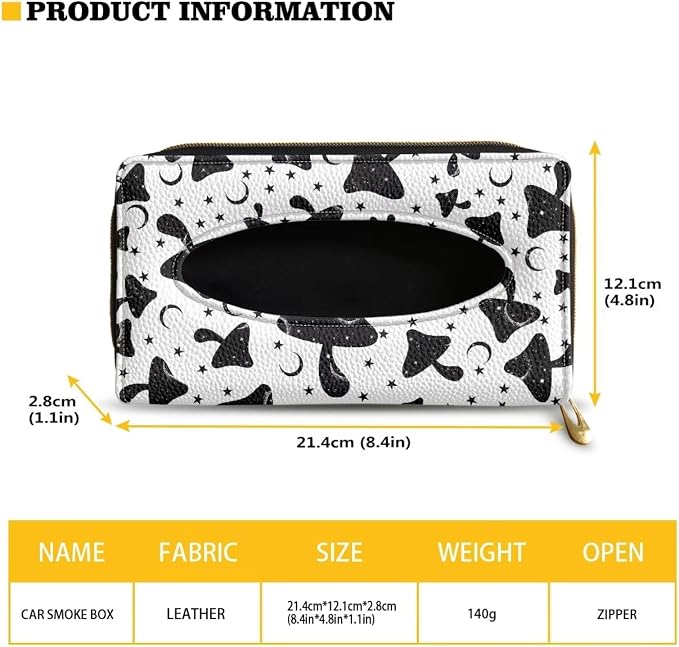 Black Mushroom Automotive Sun Visor Tissue Holder PU Leather Car Visor Accessories Car Sun Visor Napkin, Mask Dispenser