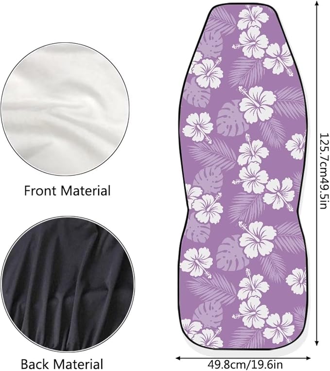 Hawaiian Florals Front Car Seat Cover Hibiscus Automobile Front Seat Covers Set of 2 Stretch Polyester Fabric Cover Universal Fit for Cars SUV Sedans