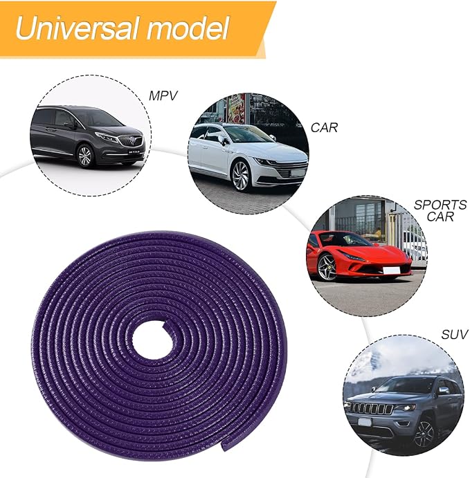 Osilly Car Door Edge Guards, 16Ft Rubber Seal Car Door Edge Trim, U Shape Door Edge Protector Guard, Aluminum Weather Proofing Automotive Door Edge Molding Protection for Most Car (Purple)