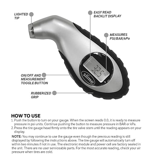 Slime 20017 Tire Pressure Gauge, Digital Gauge, 5-150 PSI