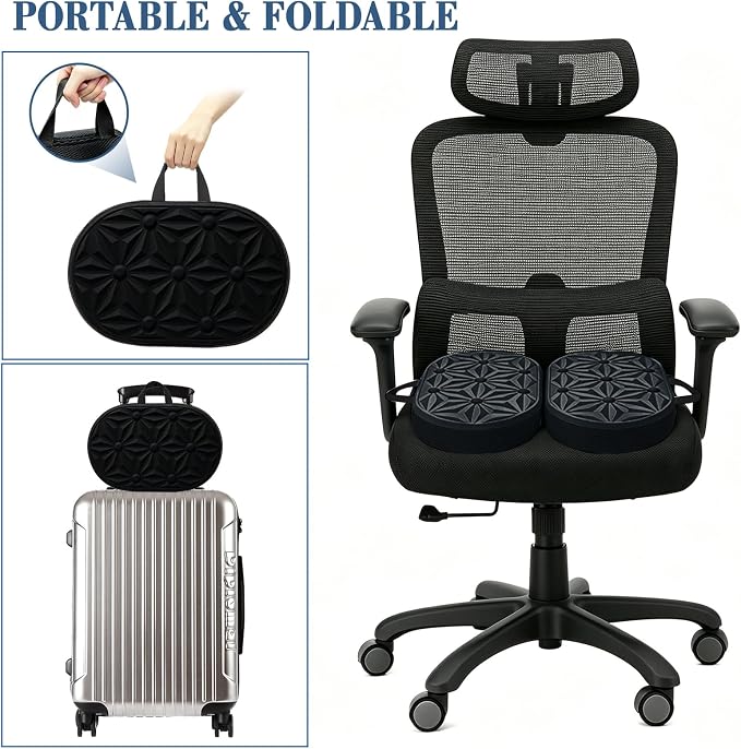Cooling Gel Enhanced Memory Foam Seat Cushion, Desk Chair Seat Cushion, Office Chair Cushions, Foldable Portable, Back Sciatica Coccyx Tailbone Pain Relief, Driving Car Airplane Wheelchair Bleachers