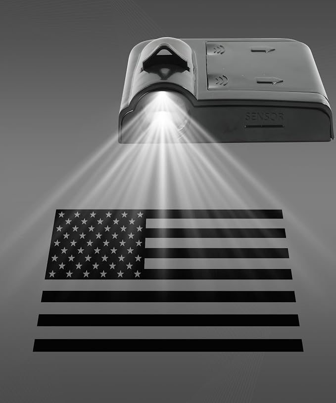PAIYUE2PCS Car Door Lights,Car Accessories Wireless LED Logo Door Projector Light,Automotive Running Board Light Assemblies,Welcome Lights for Cars,Suitable for Most Cars (White American Flag)