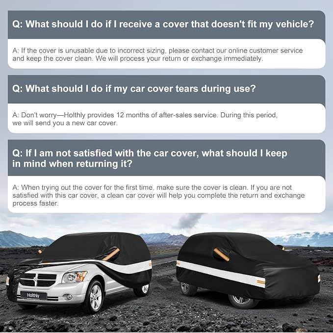10 Layers SUV Car Cover Custom Fit for Dodge Caliber (2006-2011), Waterproof All Weather for Automobiles, Outdoor Full Cover Sun Dust Rain Protection with Cotton. Black