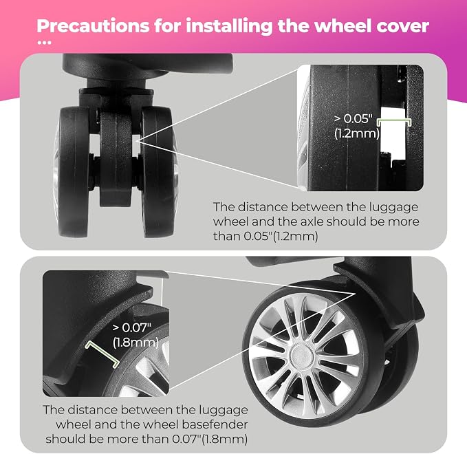 8Pcs Luggage Wheel Covers, Travel Accessories (Gradient Soft Pink & Purple) | Wear-resistant & anti-noise silicone covers. Fits 2-2.4" wheels. Protects suitcase wheels. Travel essential for suitcases