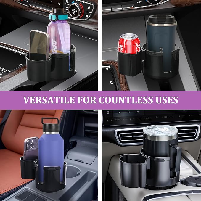 JINKEY 2 in 1 Cup Holder Expander, Extra Cup Holders Extender with Adjustable Car Cup Insert for Car Front Seat for Yeti,Hydroflask and Other Large Water Bottles & Mugs in 3.74"-4.25"(10-46 Oz)