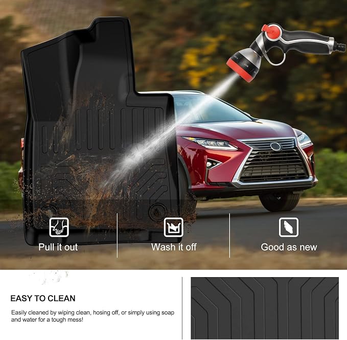 Kiwi Master Floor Mats for 2016-2022 Lexus RX (RX350/L RX450h/L) | Custom Fit All Weather Car Mats, Heavy Duty TPE Floor Liners, Front & Rear 2 Row Set, Black