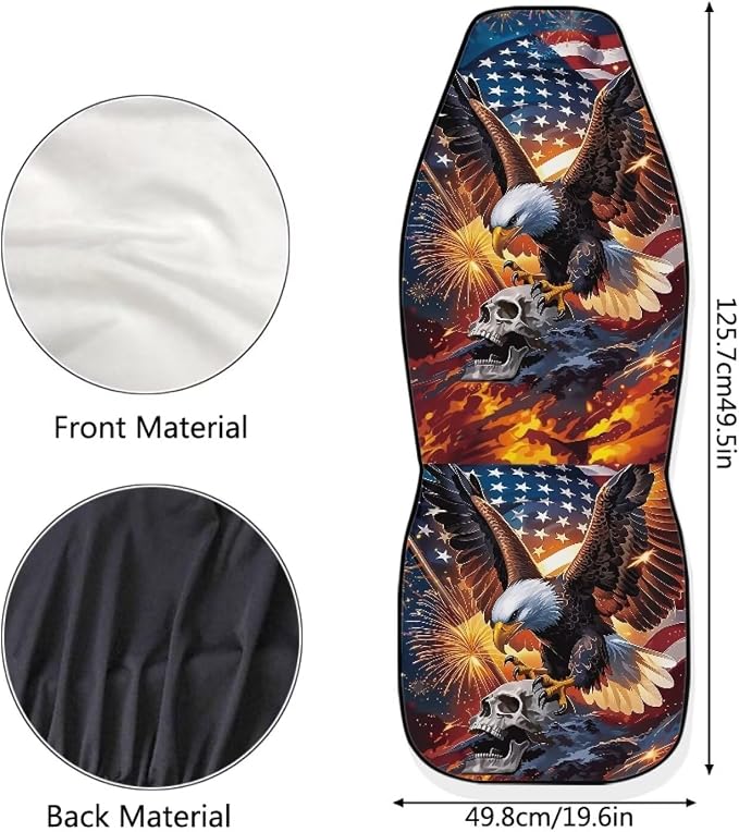 Eagle Car Seat Covers 2 Pcs Cool Car Seat Covers for Front Seats Stretch Polyester Fabric Cover Patriotic Auto Interior Accessories Universal Fit for Most Cars,SUVs,Sedans