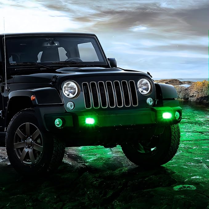 Nilight Flush Mount LED Light Pods 2 PCS 42 W Green | Spot Flood Combo Beam, Bumper Driving Fog Fishing Hunting Emergency Safety Signal Lighting for UTV Pickup Van Boat Tractor