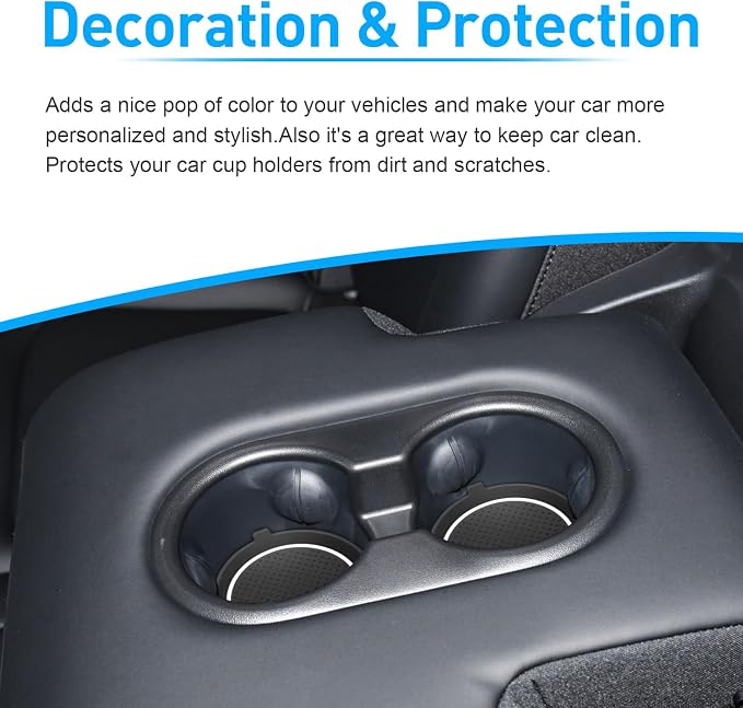 for Tesla Model 3 Accessories 2021-2023 Model Y 2021-2024 2025 Cup Holder Inserts Center Console Liner Coasters Mat Pad Interior Decoration 3D Silicone (White Trim, 3 pcs)