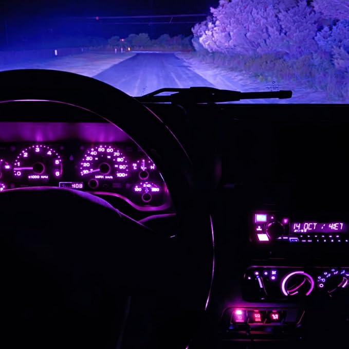 16 Pieces Pink Interior HVAC Panel Climate Control LED Bulb + Gauge Lights Kit with Sockets, Fun Custom Interior Glow, Fits Jeep Wrangler TJ 1997-2006