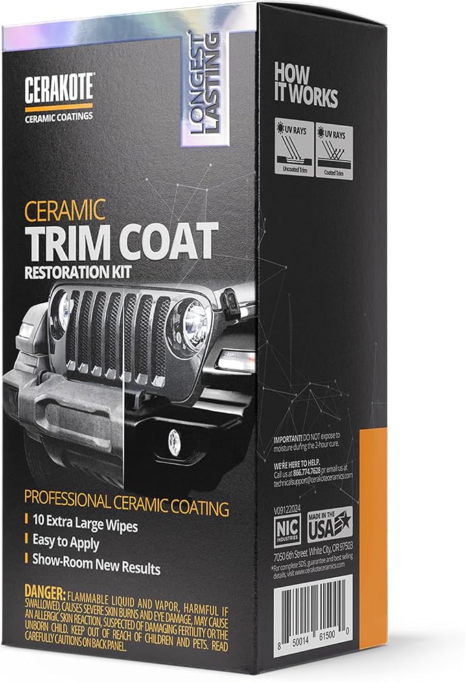 CERAKOTE® Ceramic Trim Coat Kit - Quick Plastic Trim Restorer - Ceramic Coating Guaranteed Restoration to Last Over 200 Washes – A Ceramic Coating, Not a Dressing | Quick Trim Restorer, Guaranteed Restoration Over 200 Washes, Ceramic Coating Not a Dres...