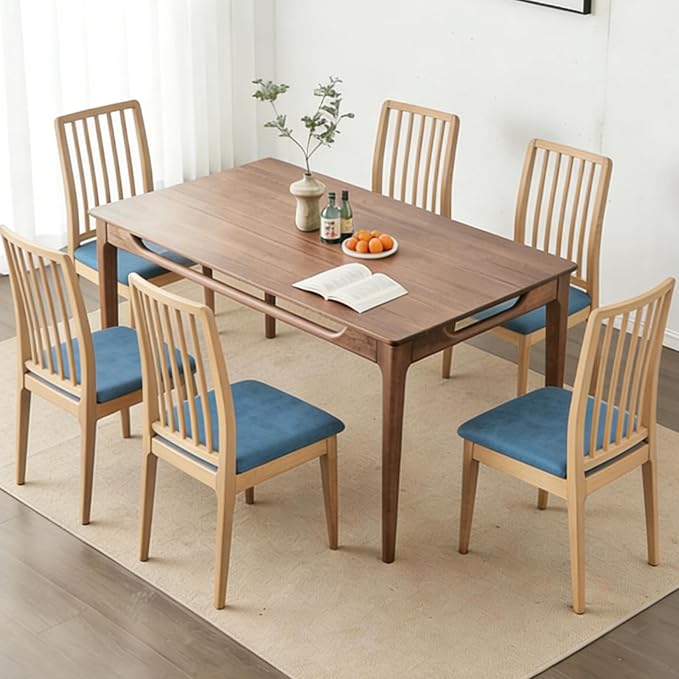 HAOYONG Waterproof Chair Seat Covers with Elastic Ties, Dining Room PU Chair Cover Seats Removable Washable Chair Protector Seat Cushion Slipcovers for Home, Kitchen (4PCS-Blue)