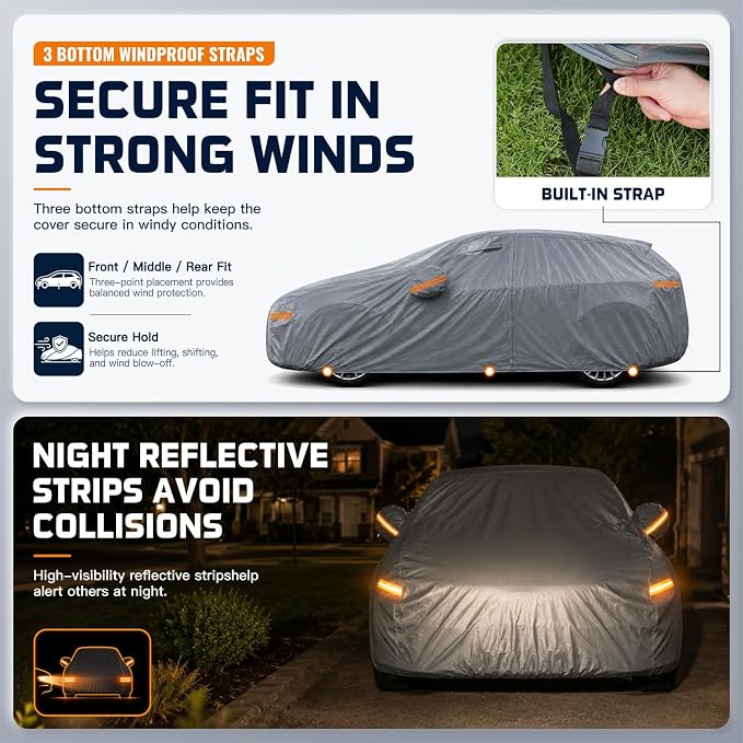 Hatchback Cover Waterproof All-Weather,Outdoor Full Exterior Car Covers Custom Fit for VW Golf,Honda,Ford Focus,Toyota Yaris,Chevrolet Bolt,Ioniq,Clubman,Suzuki SX4 etc Size H1(See Size Chart)
