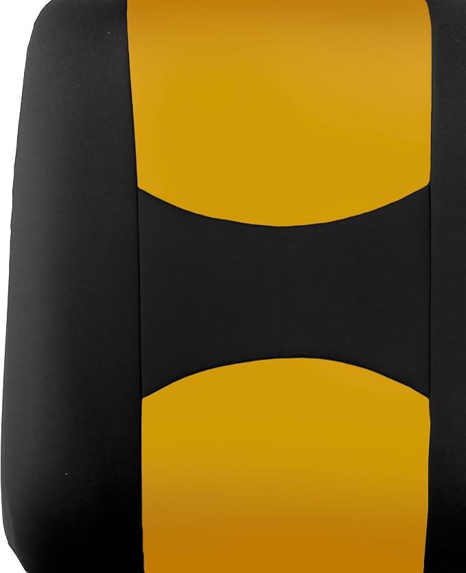 FH Group Car Seat Covers Front Set in Cloth-Car Seat Covers for Low Back Car Seats with Removable Headrest,Universal Fit,Automotive Seat Covers,Washable Car Seat Cover for SUV,Sedan,Van Yellow