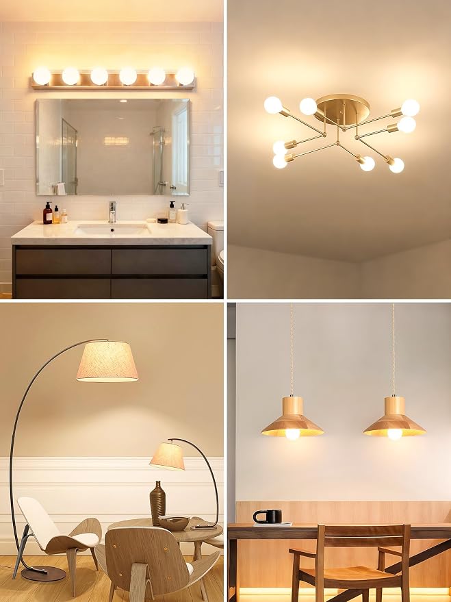 TJOY G25 LED Globe Light Bulbs, Vanity Light Bulb for Bathroom 40W Equivalent, 2700K Soft Warm White E26 Base, Round Decorative Bulb for Vanity Makeup Mirror, CRI85+, 450LM, Non-Dimmable, UL, 8 Pack