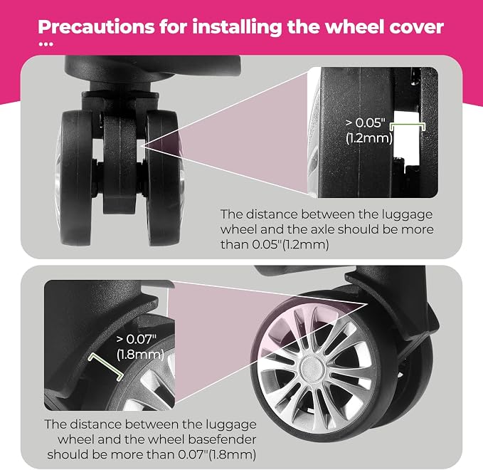 8Pcs Upgrade Luggage Wheel Covers, Travel Accessories (Hot Pink) | Wear-resistant & anti-noise silicone covers. Fits 2-2.4" wheels. Protects suitcase wheels. Travel essential for suitcases