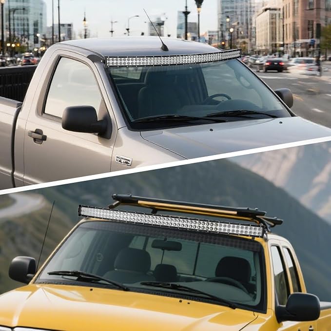 Nilight 50 inch Curved LED Light Bar Bracket Mounting Upper Windshield Roof Cab Brackets Compatible with Ford Ranger 1993-2011 Pickup 4-Door or 2-Door