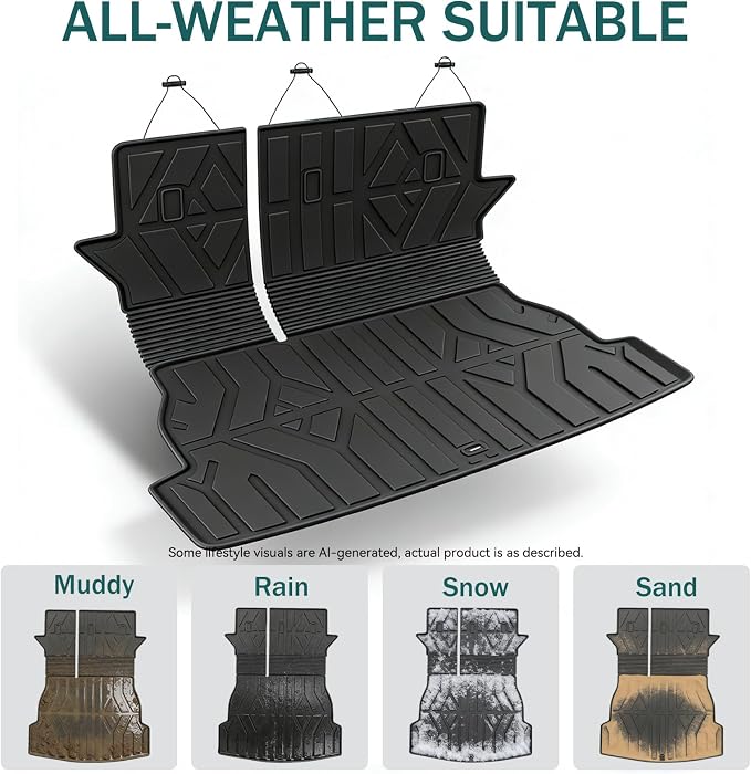 Cargo Mat for with Backrest Mat Replacement for ToyotaRAV4 2013-2018 (Include Hybrid) All Weather TPE CargoLiner Trunk Mat with Seat Back Mat Accessories